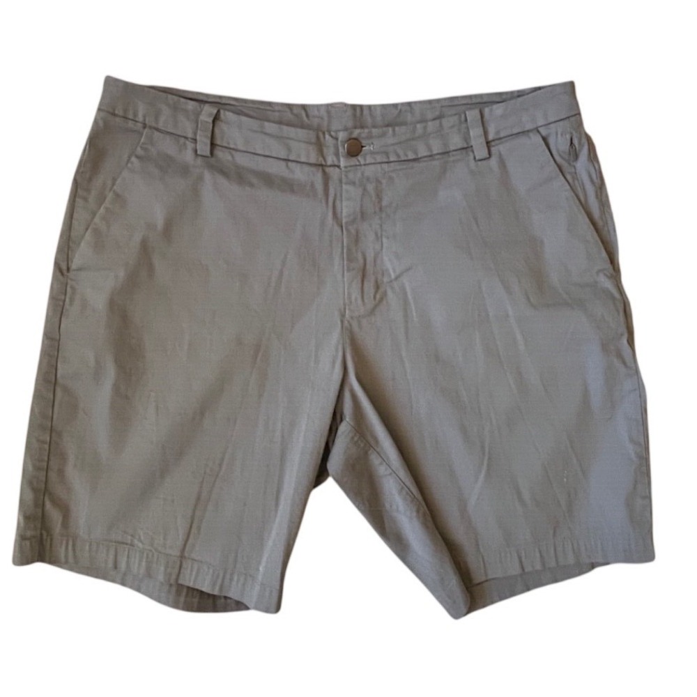 Lululemon Commission Shorts Mens 36 Grey Cotton Blend Chino Golf Casual 9 Inseam